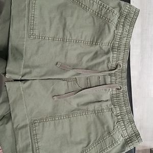 Olive green drawstring shorts